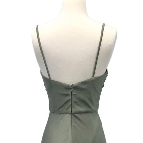 New Long Sheath Sleeveless Ruched Ceremonial Dress w/ Leg Slit & V-Neck DQ 4288 - Picture 5 of 9